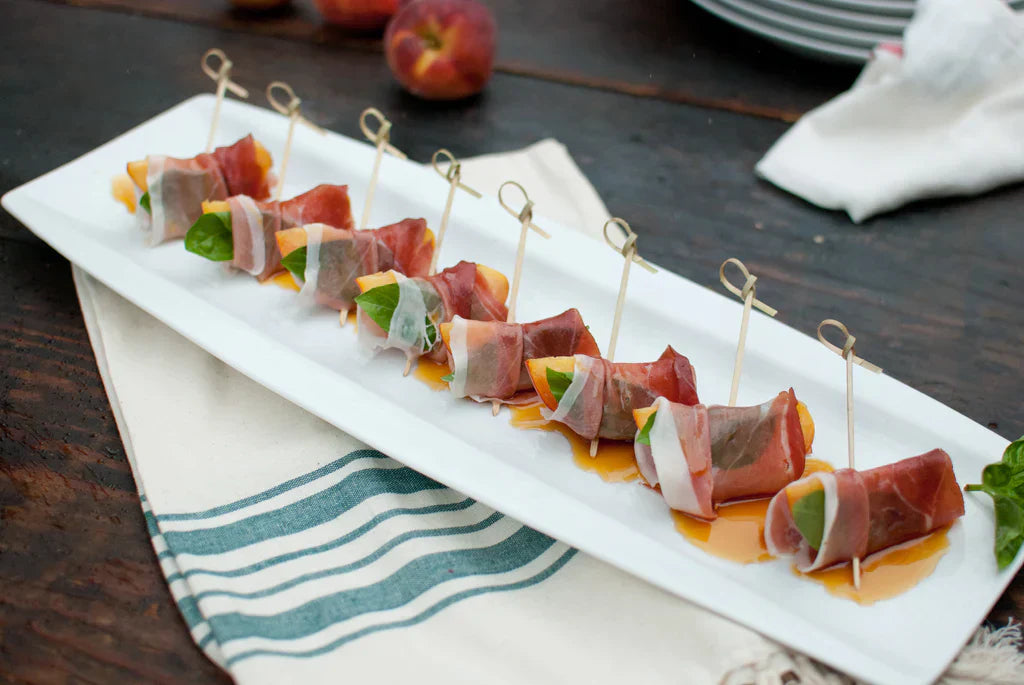 Prosciutto-Wrapped Peaches with Sorghum
