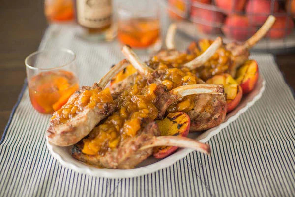 Pork Chops with Sticky Bourbon Peach Sauce
